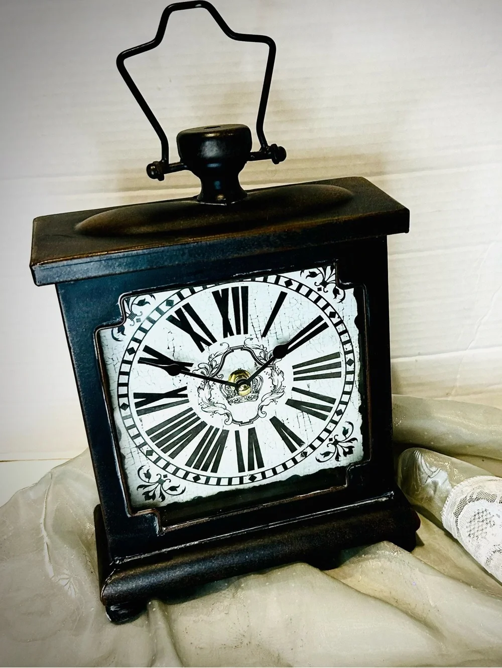 Distressed Farmhouse Rustic Shabby Chic Cottagecore Country Kitchen Mantle Clock
